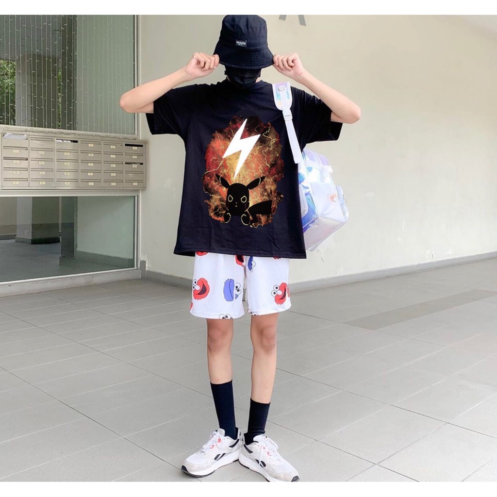 Áo thun PIKACHU SẤM SÉT from rộng unisex tay lỡ cao cấp hot trend 1Kenz