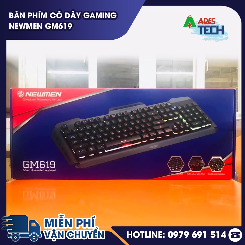 Bàn phím có dây Gaming NEWMEN GM619 , cổng USB Hàng chính hãng