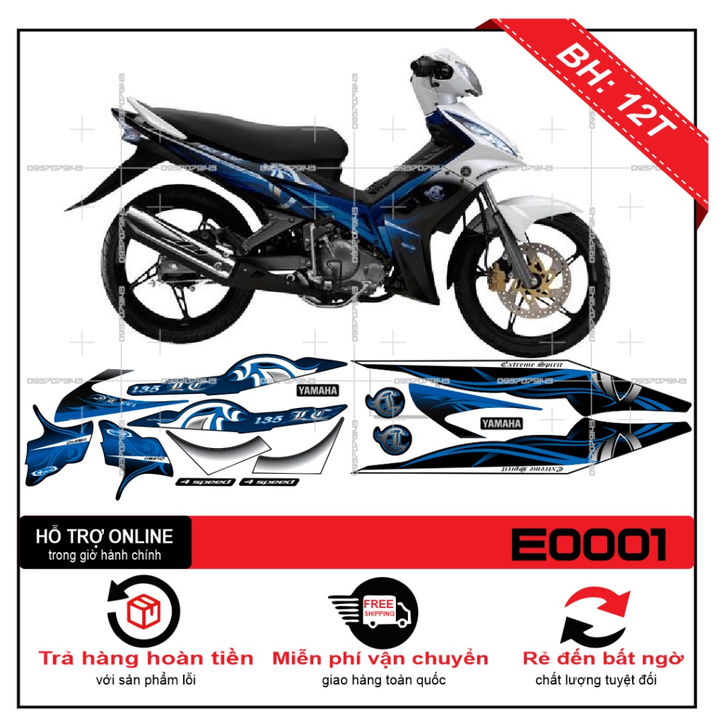 TEM XE EXCITER 2010 LC XANH ĐEN -- SHIN DECAL 2