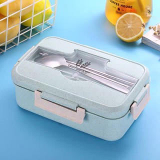 Hộp đựng cơm văn phòng+Túi,đũa thìa inox, Hộp đựng thức ăn, thực phẩm, Bao gồm cả túi và muỗng nĩa