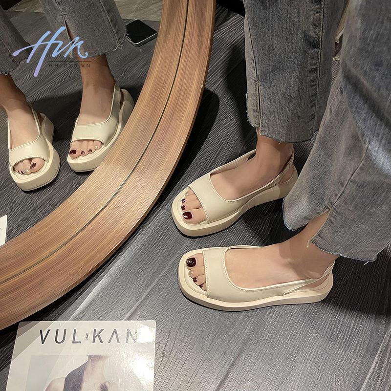 Giày Sandal Đế Dày Bằng Chất Liệu Da Phong Cách Pháp Thời Trang Mùa Hè Dành Cho Nữ 2022