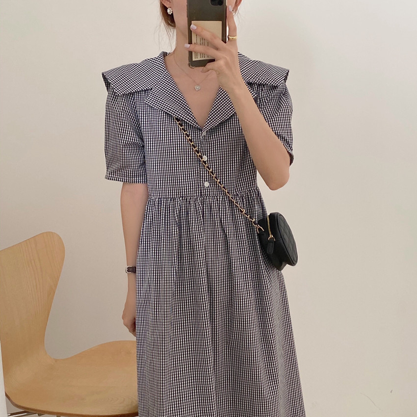 Đầm Thời Trang Tay Ngắn Họa Tiết Kẻ Sọc Thanh Lịch 41399 | BigBuy360 - bigbuy360.vn