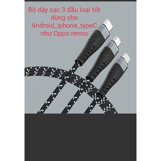 Dây cáp sạc 3 đầu dây dù AOLIKE chính hãng dành cho Lightning-Type C-Iphone