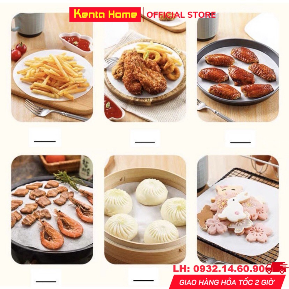 Giấy nến tròn đục lỗ loại 100 tờ chuẩn size 22cm cho nồi chiên không dầu, giấy nến dùng để nướng hấp làm bánh chịu nhiệt