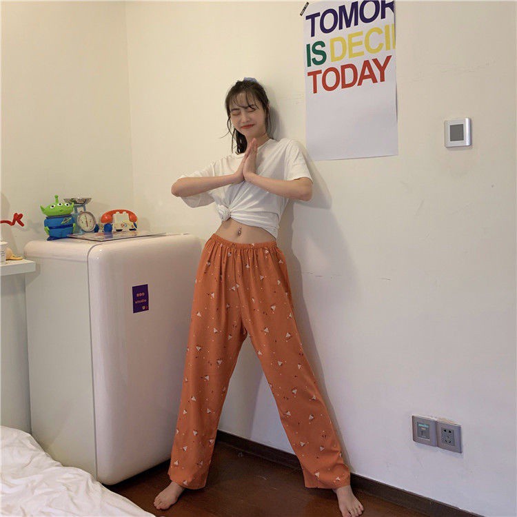 quần ống rộng Lưng Cao Co Giãn In Họa Tiết Dễ Thương Phong Cách Hàn Quốc Thời Trang Xuân Thu Cho Nữ | BigBuy360 - bigbuy360.vn