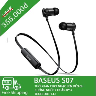 Tai nghe nhét tai không dây thể thao Baseus Encok S07 chống nước chống bụi tiêu chuẩn iP X5 Bluetooth v 4.1
