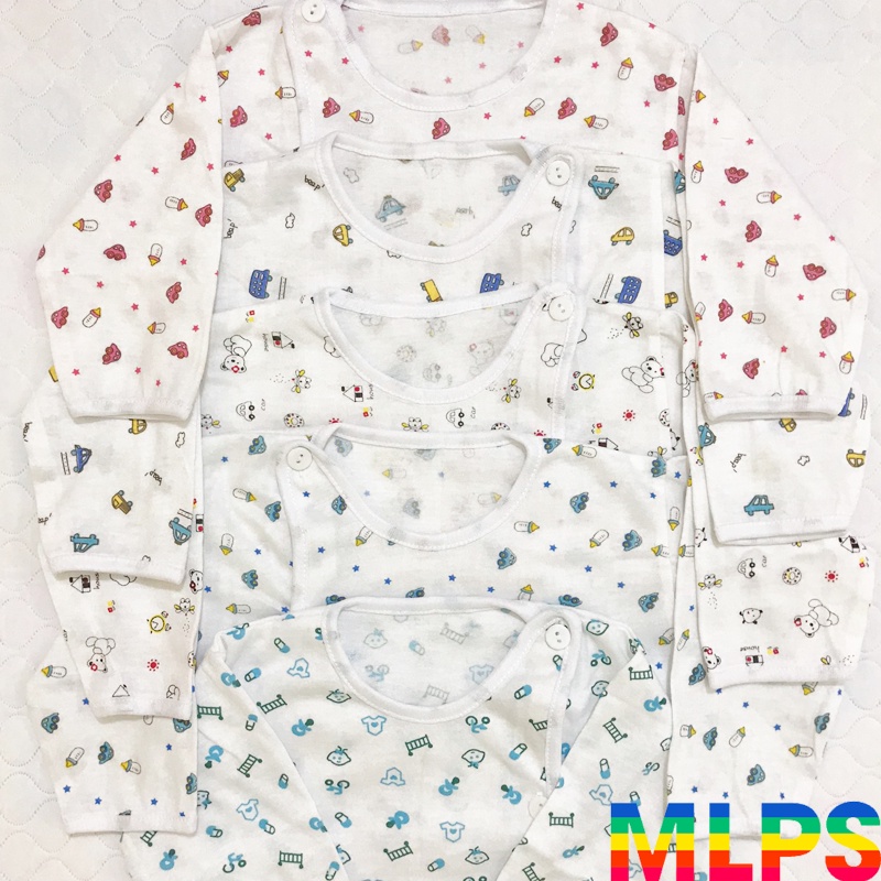 Bộ dài tay sơ sinh bình sữa khuy lệch quần bo đáp đũng