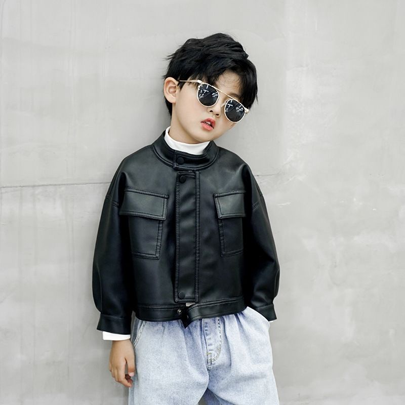 Áo khoác da thời trang mùa thu phong cách Hàn Quốc cho bé