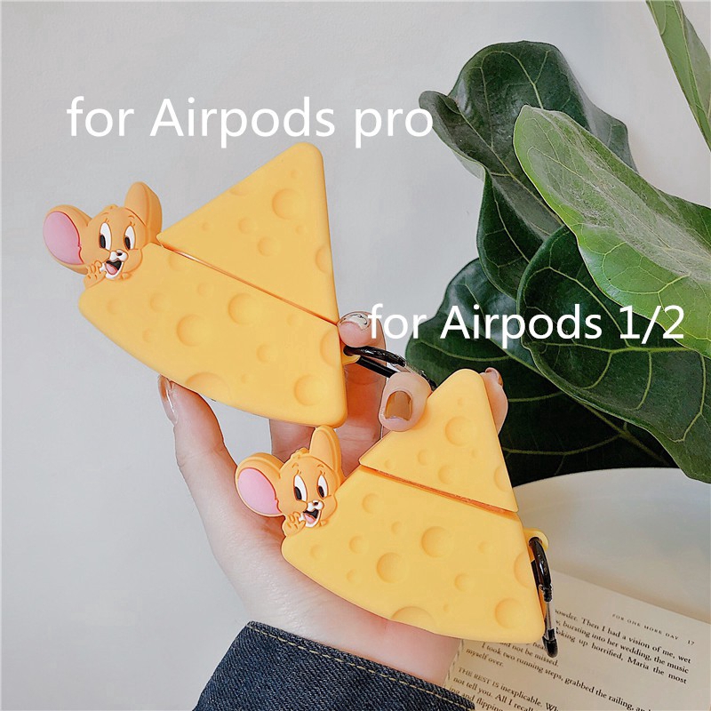 Vỏ bọc hộp sạc tai nghe Airpods Pro 1/2 bằng silicone dẻo họa tiết mèo chuột hoạt hình chống thấm nước