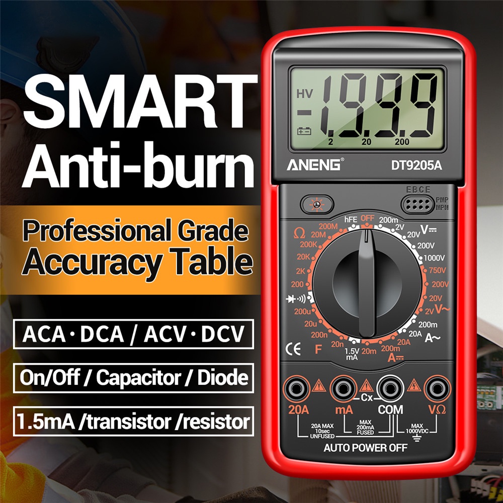 Đồng hồ vạn năng DIYMORE kỹ thuật số có màn hình LCD cao cấp DT9205A