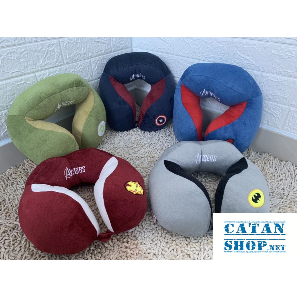 Gối tựa cổ Chữ U Avenger cao cấp siêu cá tính, Gối tựa đầu định hình cổ không bị trượt nỉ nhung Siêu Mịn, gối ngủ trưa