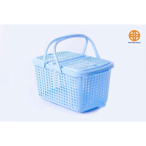 Giỏ đựng quần áo đựng đồ Làn đựng đồ sơ sinh Nhựa Việt Nhật đựng đồ đi sinh có nắp nhựa cho mẹ và bé tiện dụng 2602