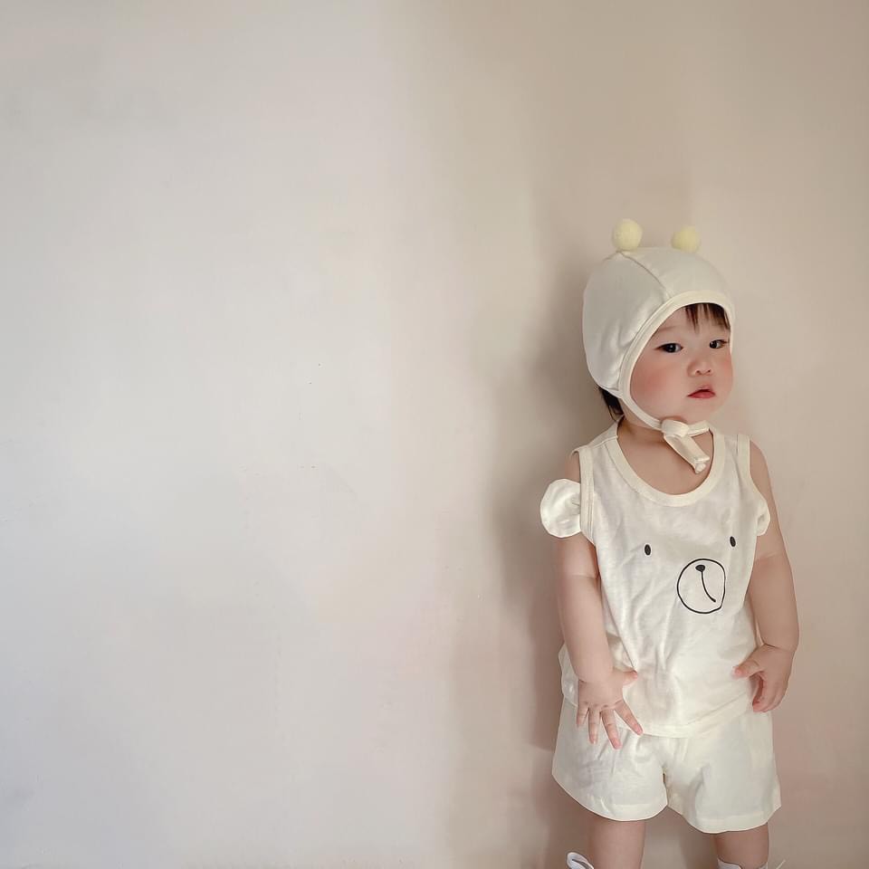 Bộ gấu 2 màu sát nách cho bé chất liệu cotton co dãn