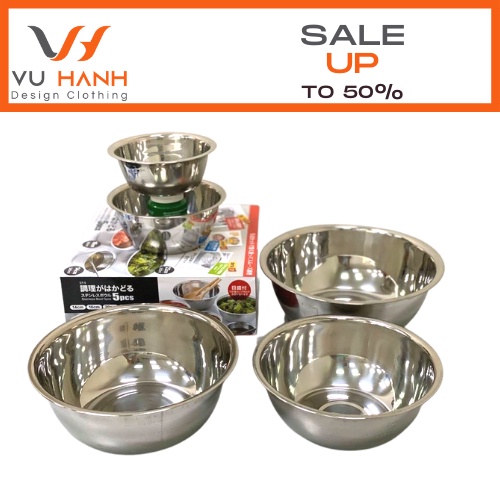 Set 5 tô inox cao cấp KAKUSE Nhật Bản | Shop Vũ Hạnh