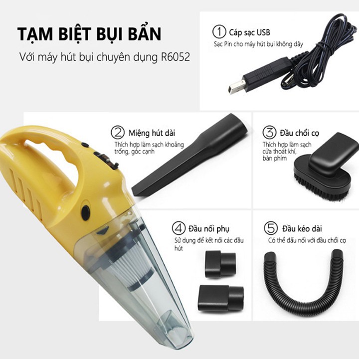 [HÚT CỰC MẠNH] Máy Hút Bụi Cầm Tay Mini Không Dây