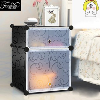 [BÁN CHẠY]Tủ nhựa ghép để đầu giường 2 ô ( 1 ô lớn + 1 ô nhỏ) khung đen cửa trong - Nội Thất Nghệ Thuật Forever