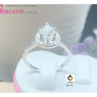 Nhẫn bạc Ý 925 Bạc Xinh Huệ Ngân - Nhẫn ổ cao đính đá đẹp RR1251