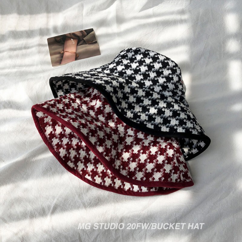Mũ bucket MG STUDIO chất liệu cotton họa tiết houndstooth độc đáo