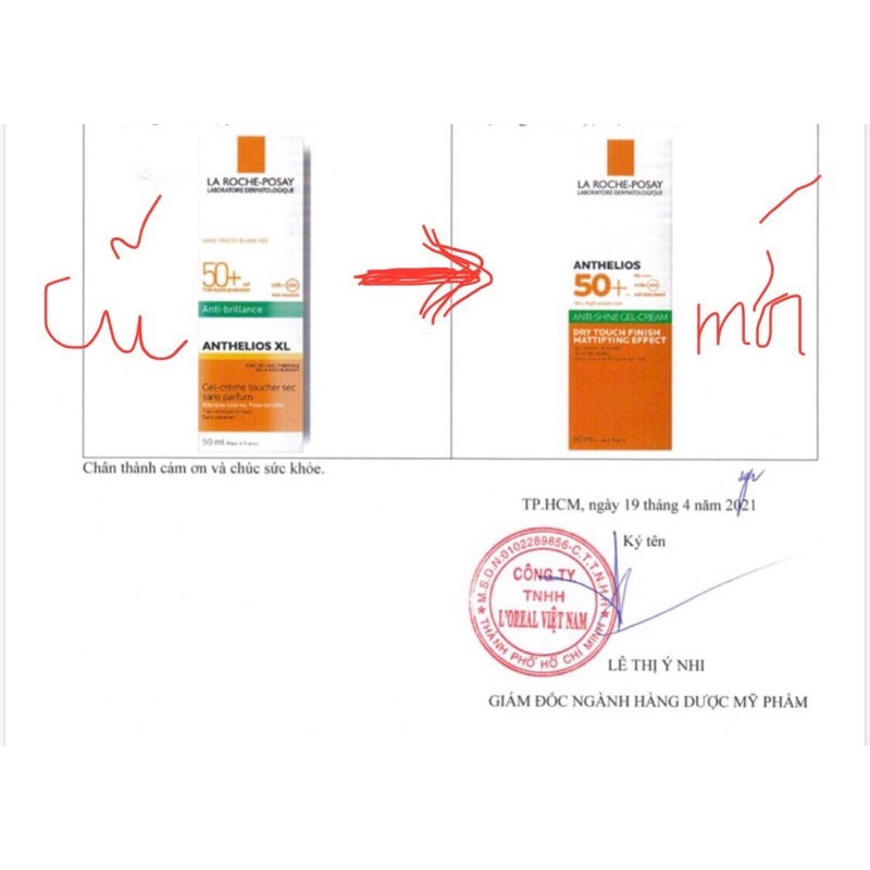 KCN giúp kiểm soát bóng nhờn La Roche-Posay Anthelios XL Dry Touch Gel-Cream SPF 50+ UVB & UVA 50ml