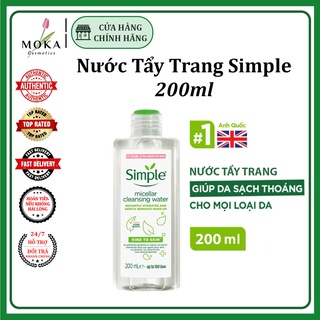Nước Tẩy Trang Simple Micellar [FREE SHIP] làm sạch trang điểm vượt trội - không chứa cồn gây khô rát 200ml