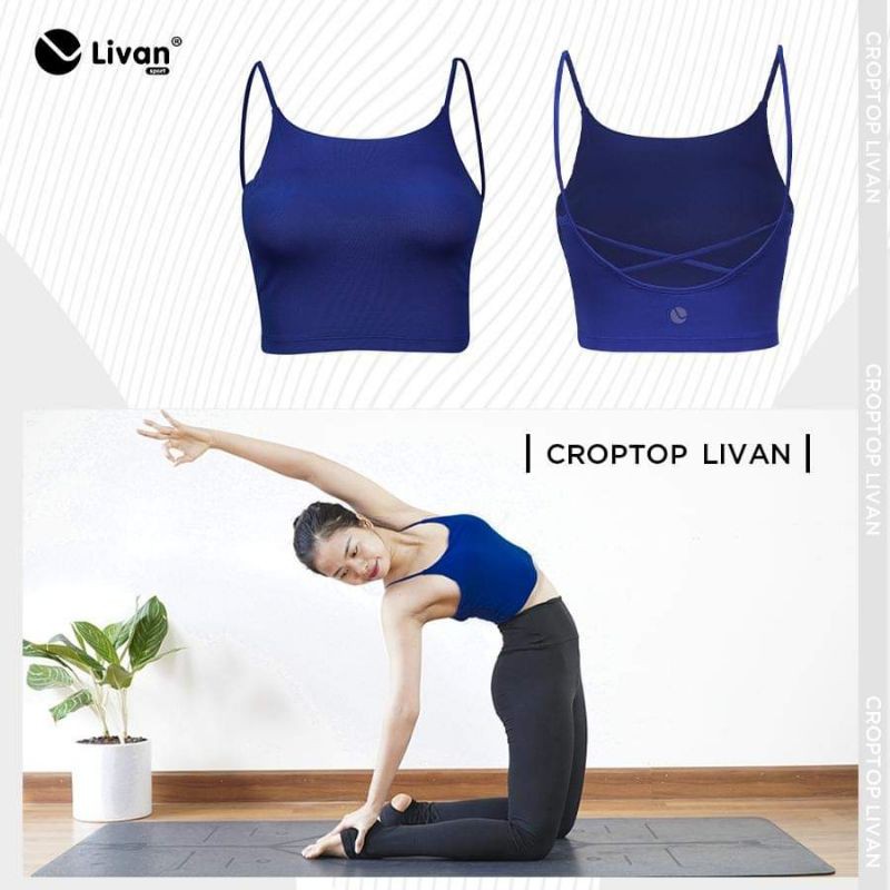 Áo Croptop 2 Dây Đan Chéo Livan Sport Không Kèm Đệm