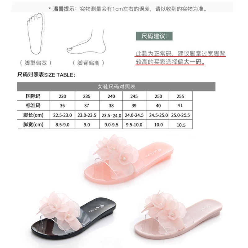 Dép Pha Lê. Dép Nhựa Dẻo Trong Suốt Trang Trí Hoa Thời Trang Hàn Quốc Mới Cho Nữ