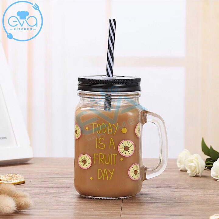 Ly Quai Thuỷ Tinh In Hình Trái Cây 450 Ml