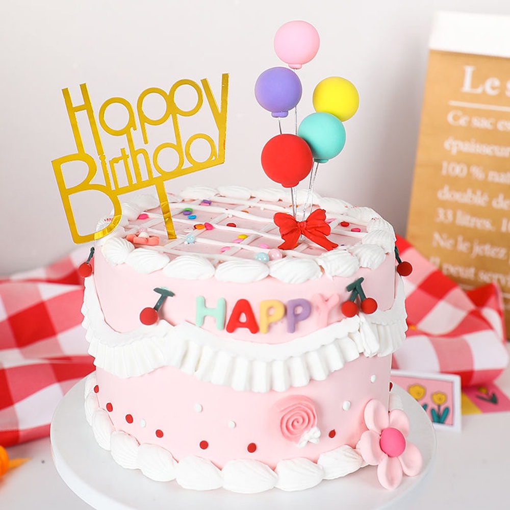 Set 8 Que Cắm Trang Trí Bánh Kem / Cupcake Bằng Đất Sét Nhiều Màu Dành Cho Tiệc Sinh Nhật Em Bé