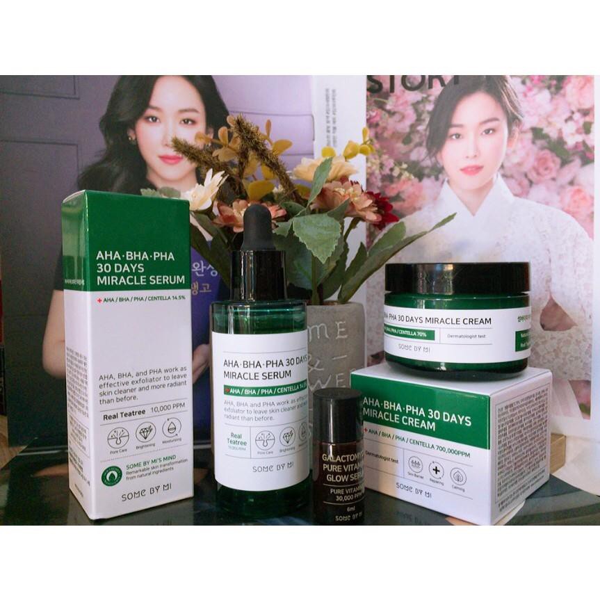 Combo Dưỡng Da Giảm Mụn SOME BY MI Serum + Kem Dưỡng AHA-BHA-PHA 30 Days Miracle Chính Hãng HÀN QUỐC