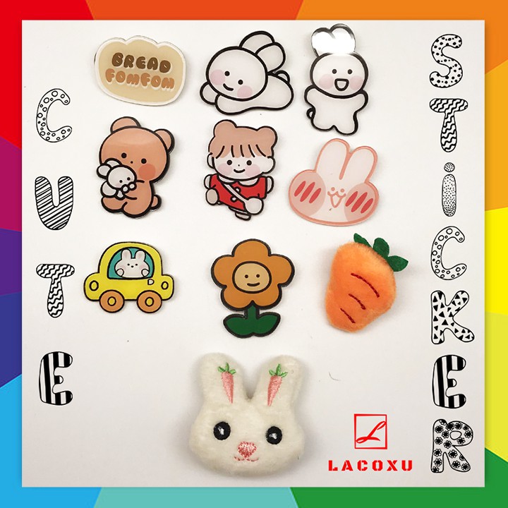 Sticker Cài Túi Xách Balo Các Hình Ngộ Nghĩnh Siêu Đáng Yêu Cho Túi Đeo Chéo Quần Áo