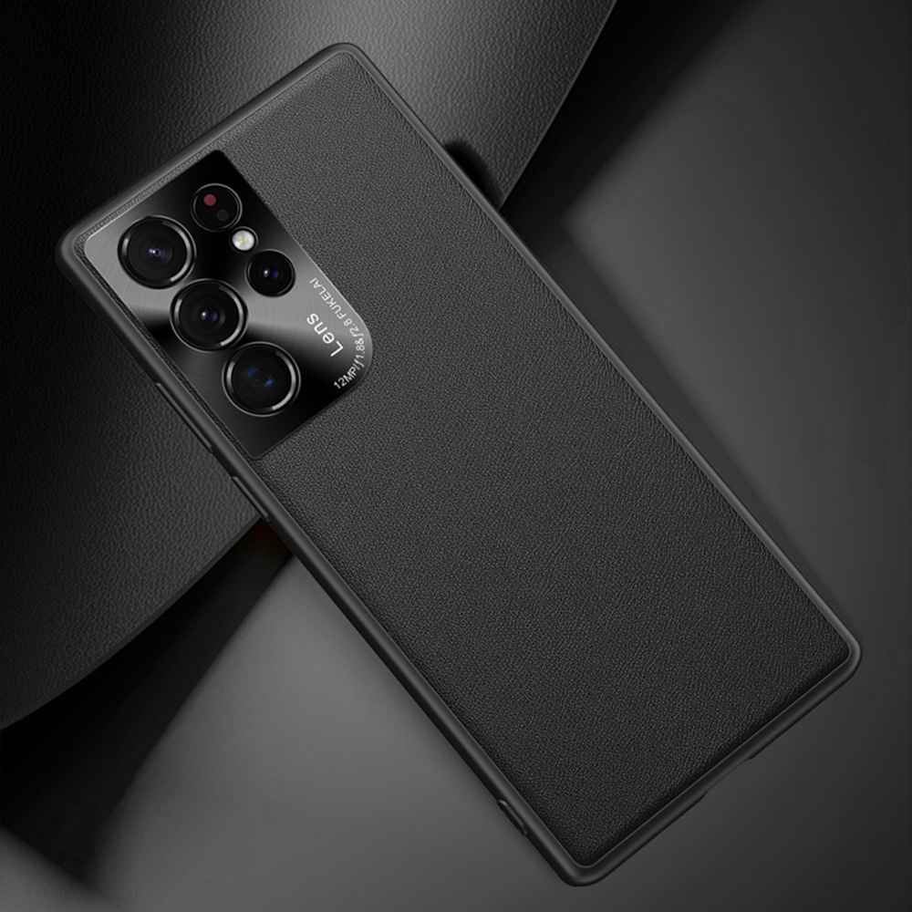 Ốp Điện Thoại Da Siêu Mỏng Có Khung Kim Loại Bảo Vệ Camera Cho Samsung A53 A33 S22 S21 Ultra Plus S20 Fe Note 20 Ultra 5G