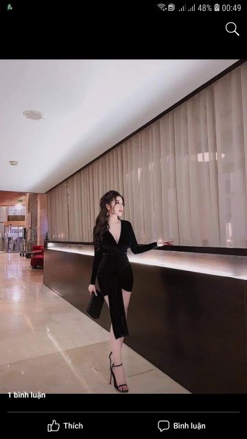 Đầm body tay dài đắp chéo ho ngực sexy