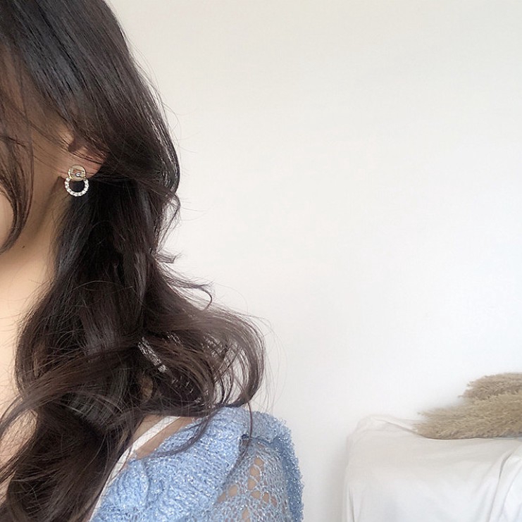 Khuyên Tai Bất Đối Xứng Đính Đá Zircon Sang Trọng / Bông Tai