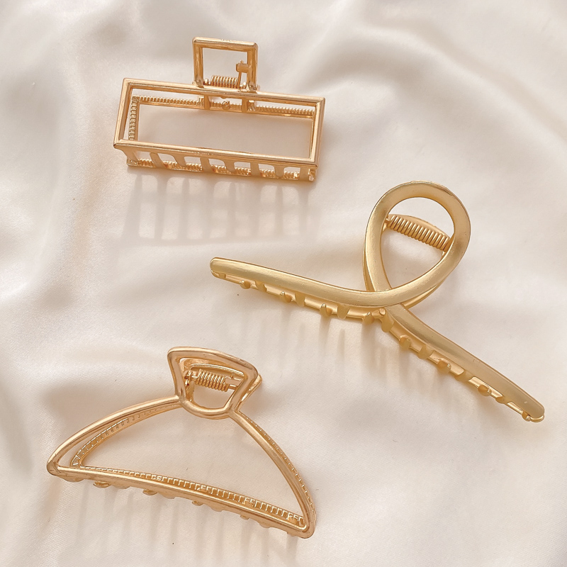 Kẹp Tóc Càng Cua Bằng Kim Loại Màu Trơn Đơn Giản Thanh Lịch Cho Nữ