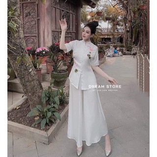 ĐỒ LAM ĐI CHÙA # CỔ TÀU LỤA THÊU CÁ NGỌC