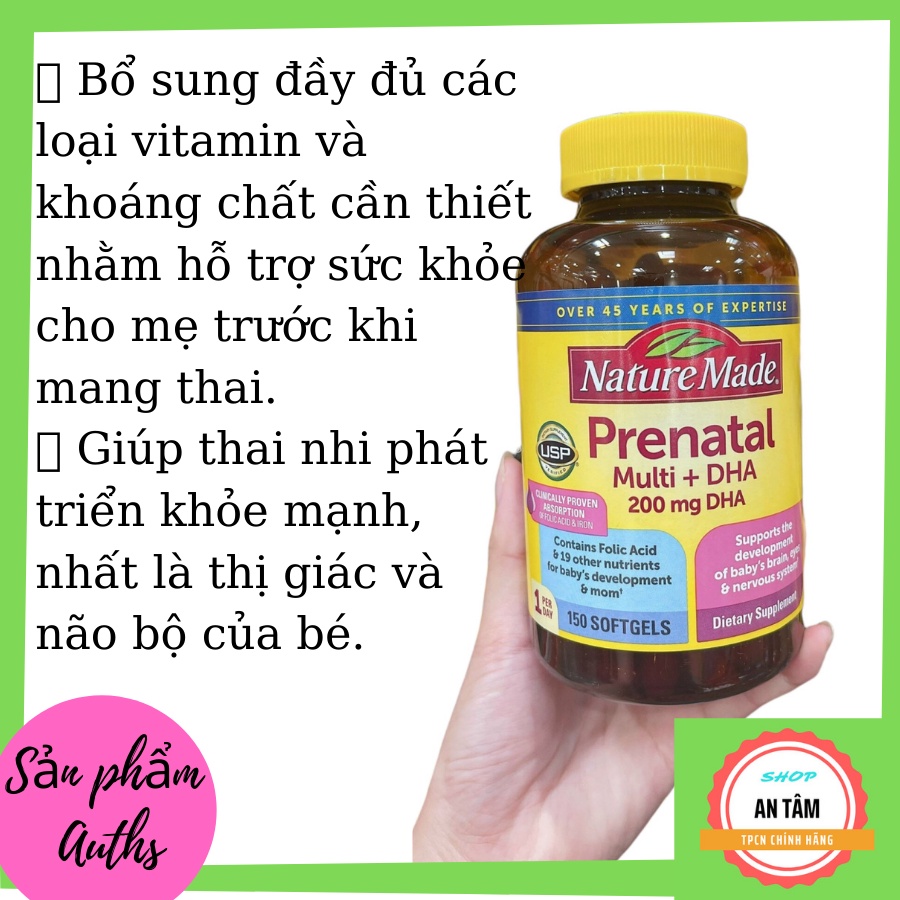 (HCM) Thuốc bổ cho bà bầu NATURE MADE PRENATAL MUTIL DHA 150 VIÊN