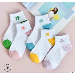 Tất nữ, vớ nữ trắng cổ ngắn hoa nhiều màu phong cách Hàn quốc, chất đẹp, giá rẻ nhất