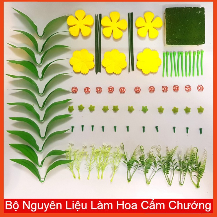 BỘ NGUYÊN LIỆU LÀM HOA CẨM CHƯỚNG chất liệu giấy gấm cực đẹp( Đã kèm chậu)