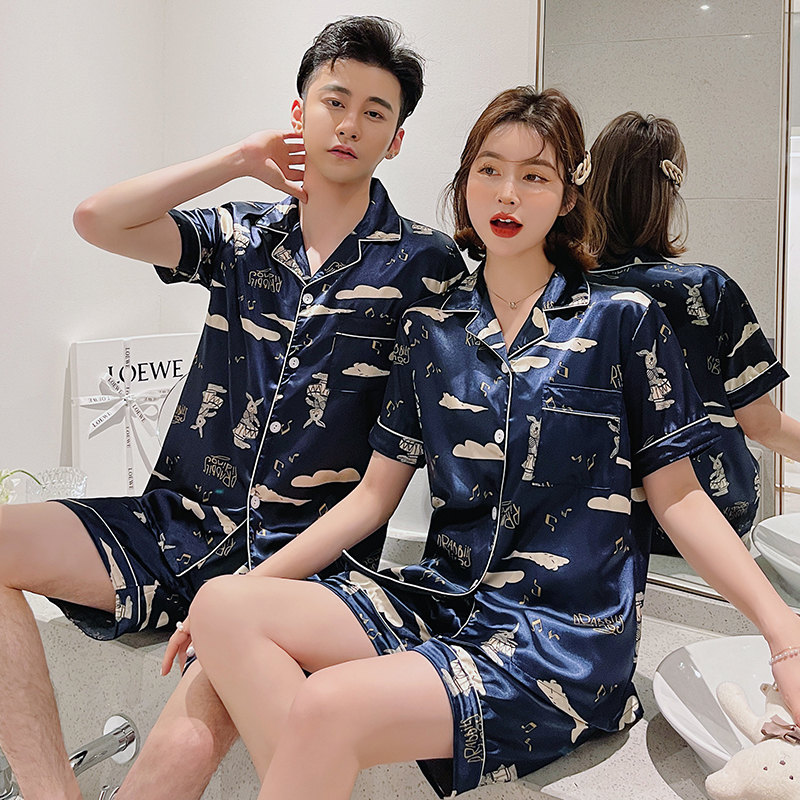 Set Đồ Ngủ Bằng Lụa Satin Phong Cách Hàn Quốc Dành Cho Cả Nam Và Nữ