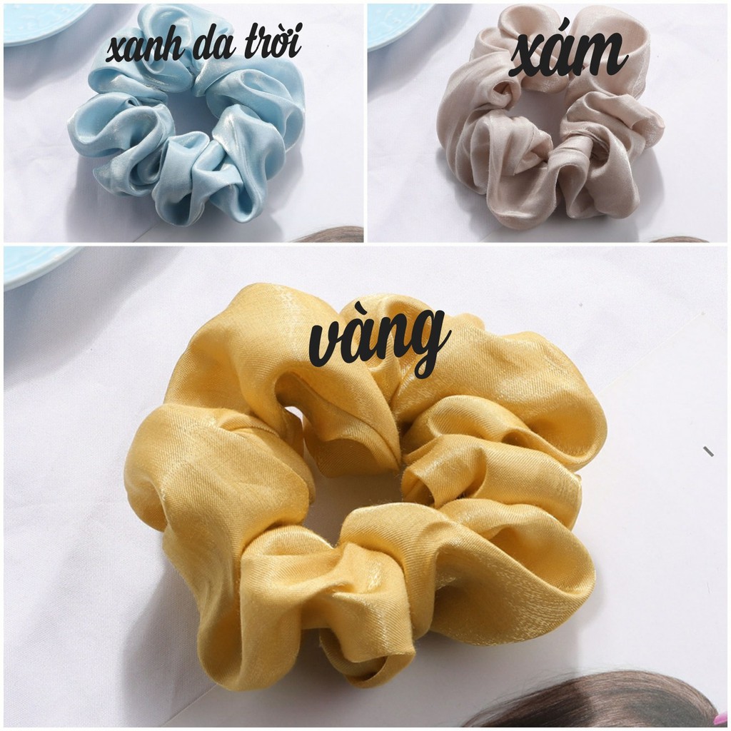 Scrunchies dây buộc tóc vải lụa nhũ