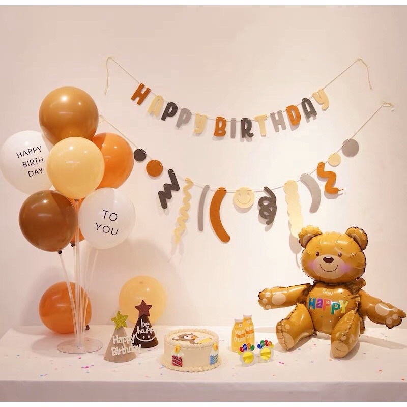 Bộ dây chữ HAPPY BIRTHDAY nỉ kèm chùm họa tiết vui nhộn