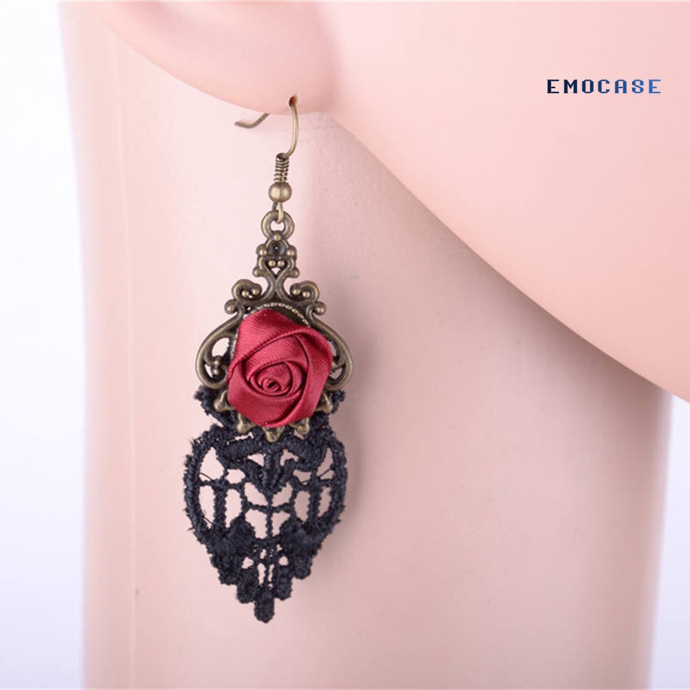 Bông Tai Phối Ren Hoa Phong Cách Gothic Thời Trang Halloween