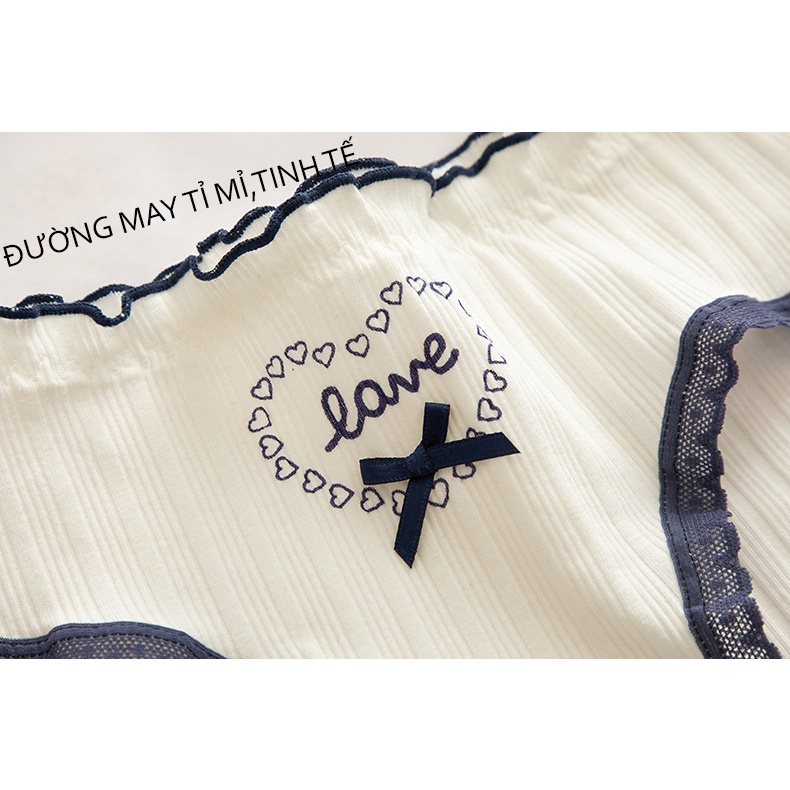 Quần lót nữ cute cotton gân tăm viền ren 331