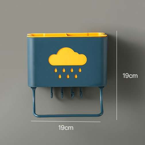 Ống Đựng Đũa, Kệ Đựng Muỗng Đũa Dán Tường Có Móc Và Thanh Treo, Chống Nước Hình Đám Mây