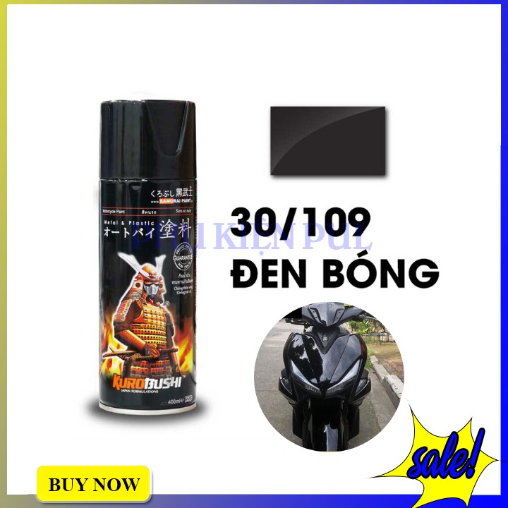 Sơn Xịt Xe Máy Màu Đen Bóng Samurai 30/109 Chính Hãng