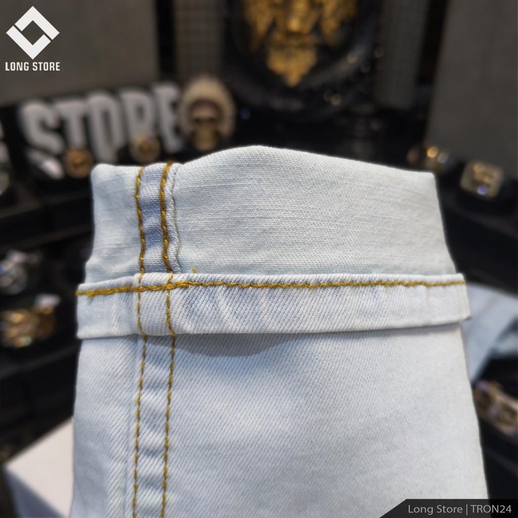 Quần jean nam xanh bạc Glacier Light Blue LONGARES chất bò co giãn cao cấp ống đứng dáng ôm skinny siêu đẹp QJ123
