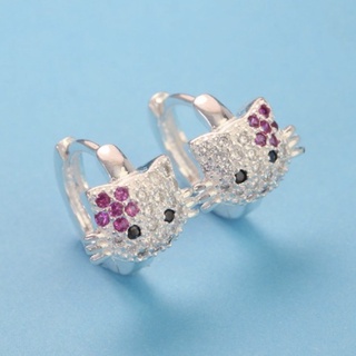 Bông tai bạc ta mèo hello kitty cho bé - hàng cao cấp