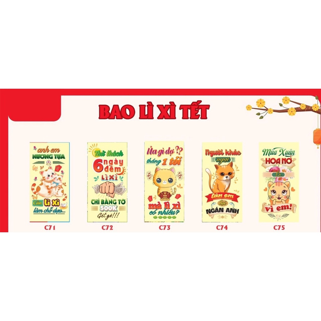 10 lì xì tết 2023 kèm túi