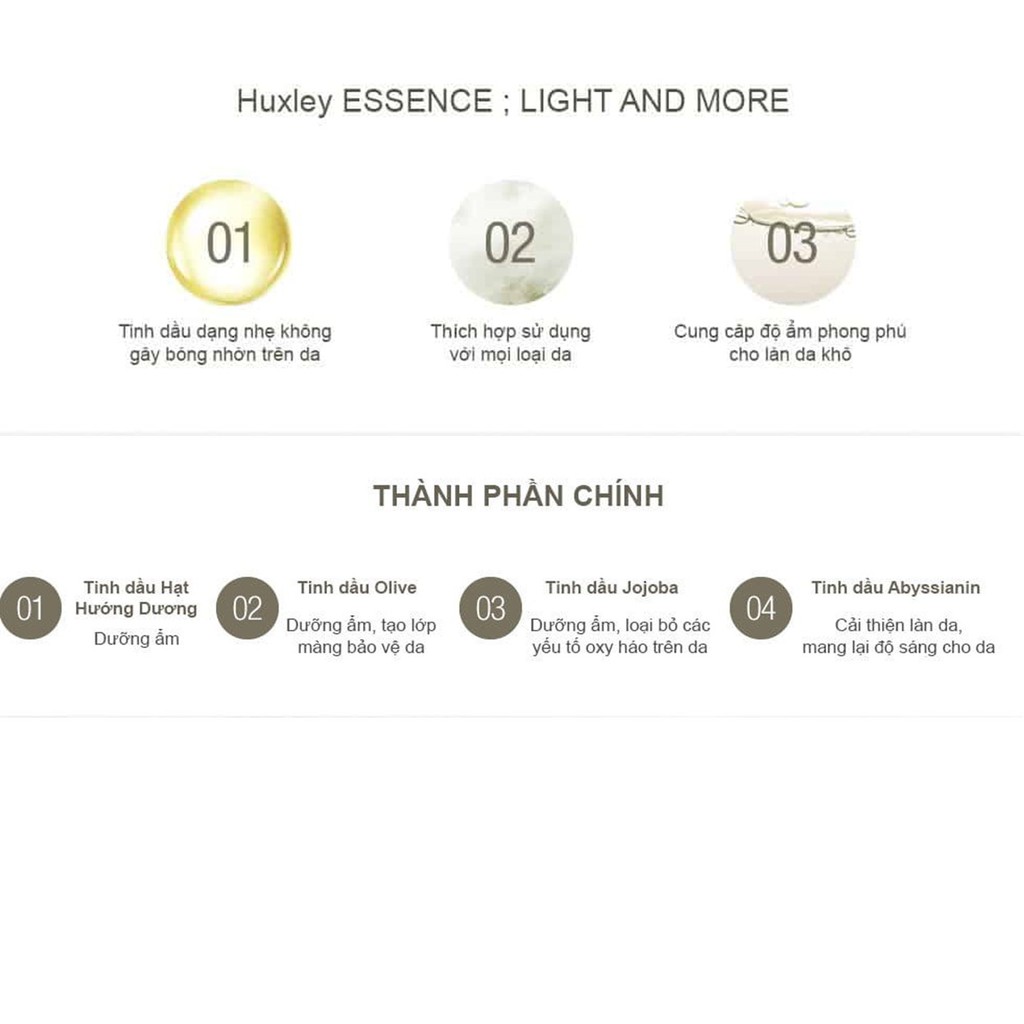 Tinh Chất Dưỡng Ẩm, Làm Sáng, Chống Lão Hóa Huxley Oil; Light And More 30ml | BigBuy360 - bigbuy360.vn