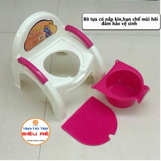 Ghế bô, ghế bô cho bé nhựa Việt Nhật, 🏆HÀNG CAO CẤP🏆 bô đi vệ sinh cho bé có nắp đậy tay vịn chắc chắn (MS3091)-siêu rẻ